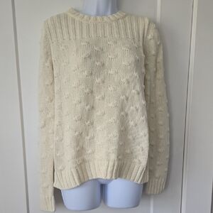Vince Camuto Cream Textured Crew Neck Sweater